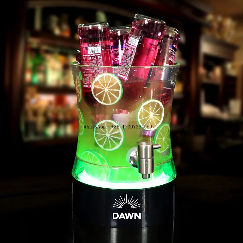 

Wine cannon bar special beer barrel with faucet clear bar juice pot Coke bucket Internet celebrity draft beer container luminous