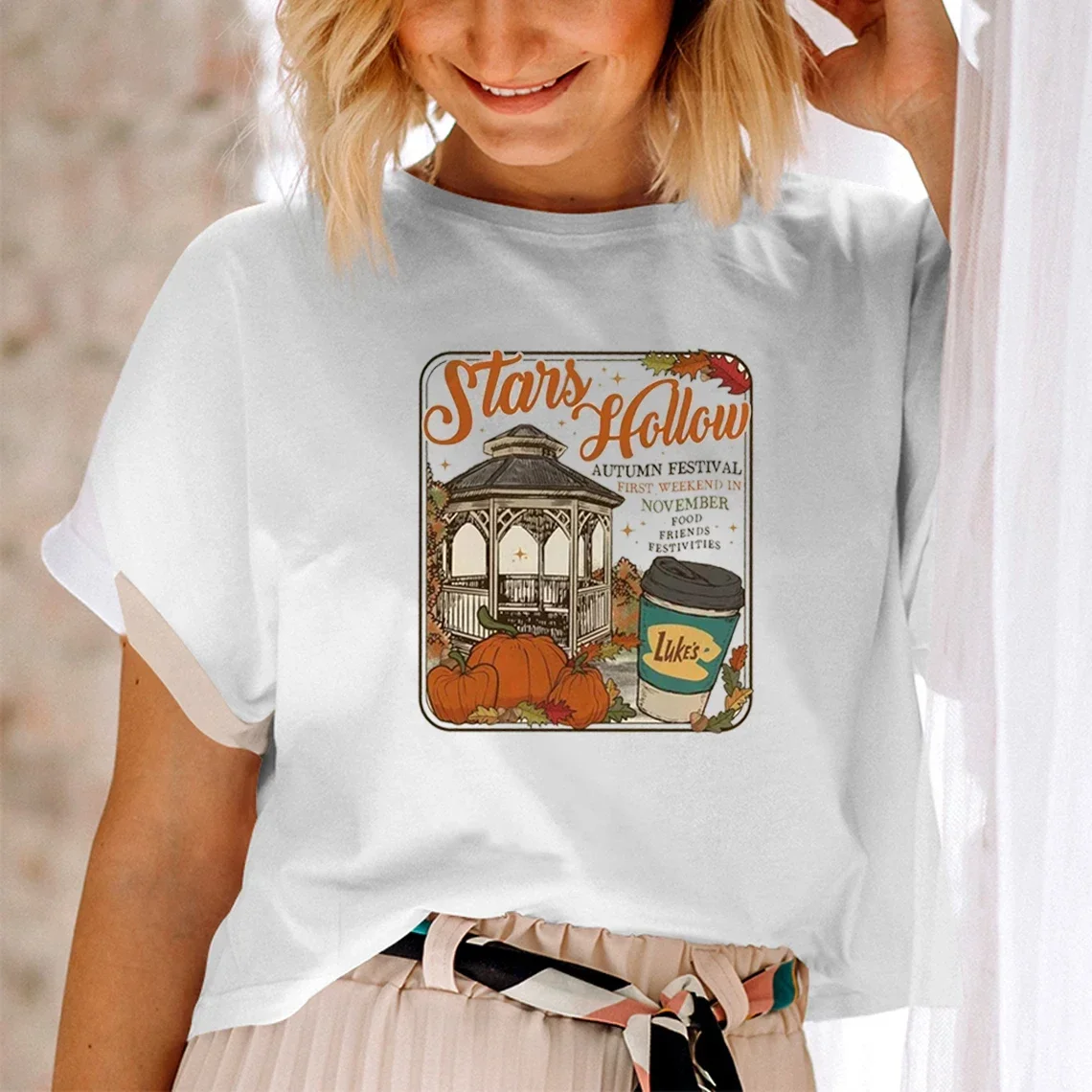 Stars Hollow Shirt Gilmore Girls 티셔츠 Retro Stars Hollow Connecticut 그래픽 크루넥 탑 Gilmore Girls Luke's Diner 티셔츠