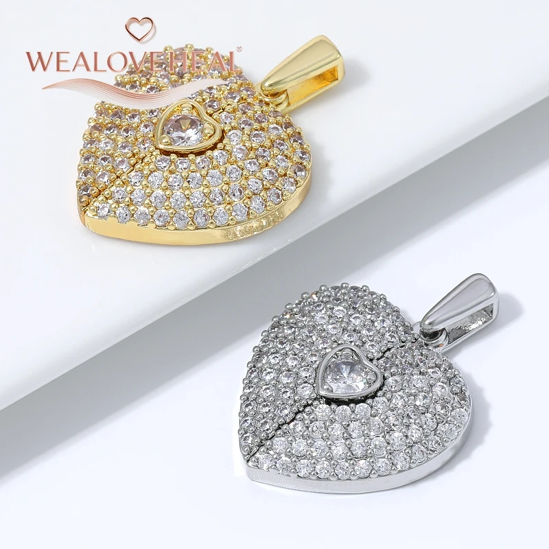 anhänger schmuckherstellung, 18K vergoldeter Messing-Anhänger mit geteiltem Herz für DIY-Schmuckherstellung, Pavé-CZ-Anhänger mit zerbrochenem Herz und Flügeln, DIY-Halskettenzubehör – Detail 17