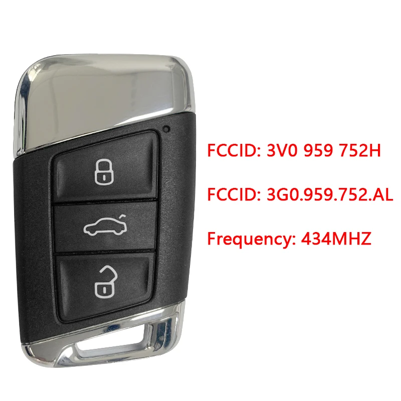 CN001115 Original FCC 3V0 959 752H/3G0 959 752AL Smart Key For Skoda Superb Facelift 3 Buttons 434MHz 5C MQB 49 Chip