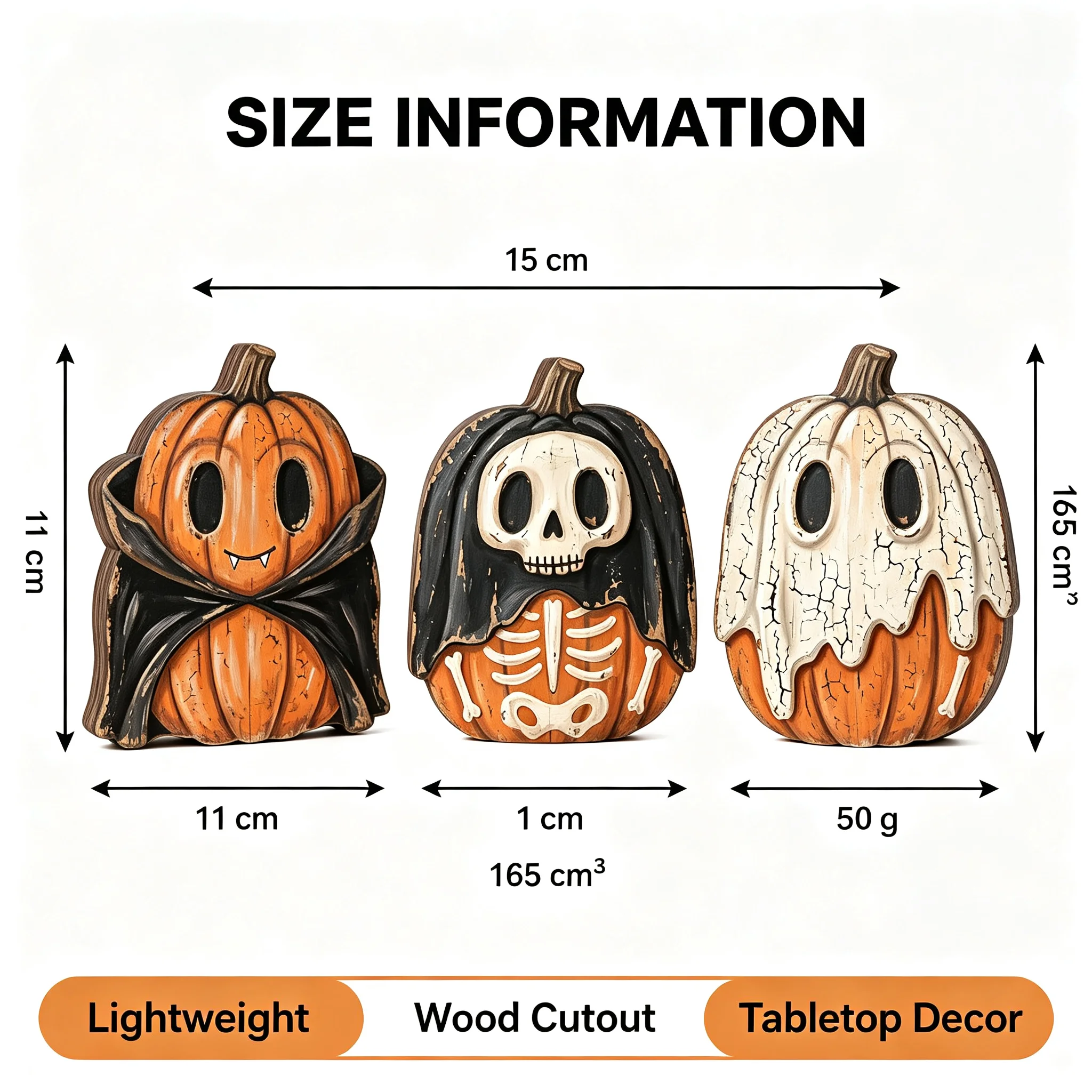 Retro vampire pumpkin ghost element Halloween interior decoration, retro wooden blocks for shelf decoration
