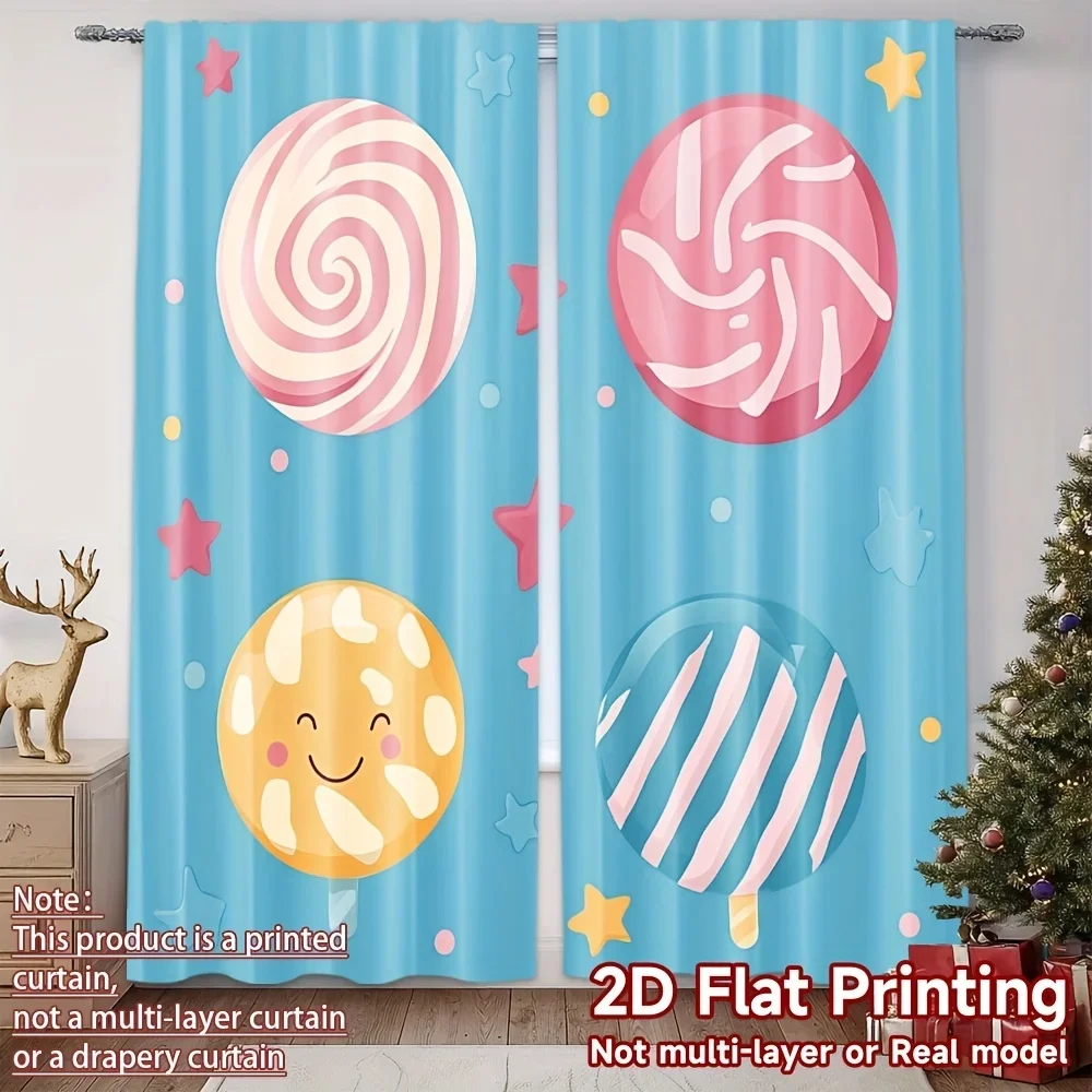 

Pastel swirls and star shapes Print Drapes Room Darkening Window Curtains for Home Decor,Rod Pocket Blackout Curtains Bedroom