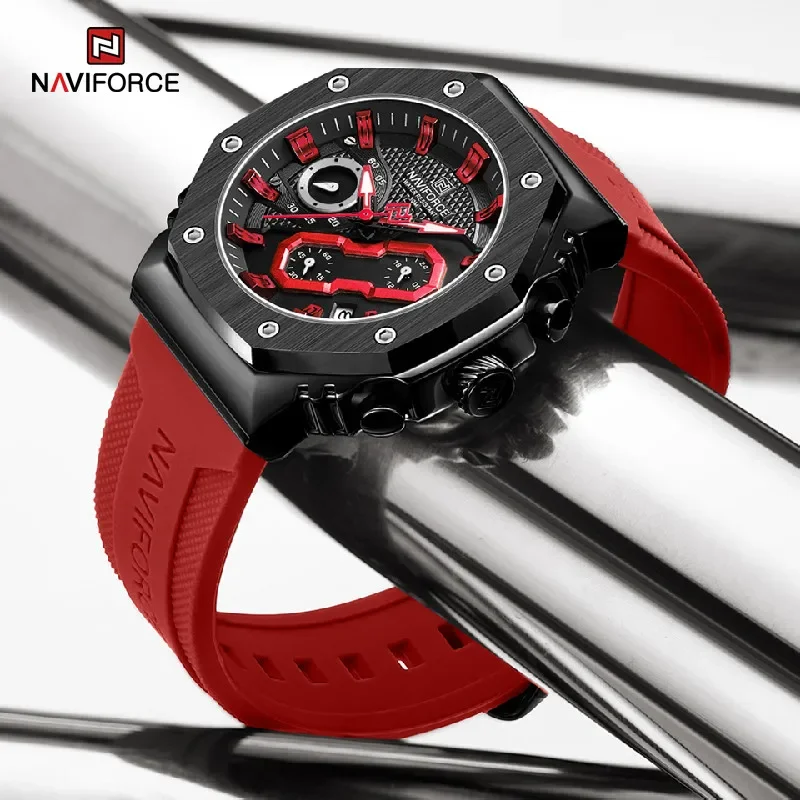 NAVIFORCE-Reloj de pulsera deportivo para hombre, cronógrafo de cuarzo, luminoso, con correa de silicona, a la moda, resistente al agua, para parejas