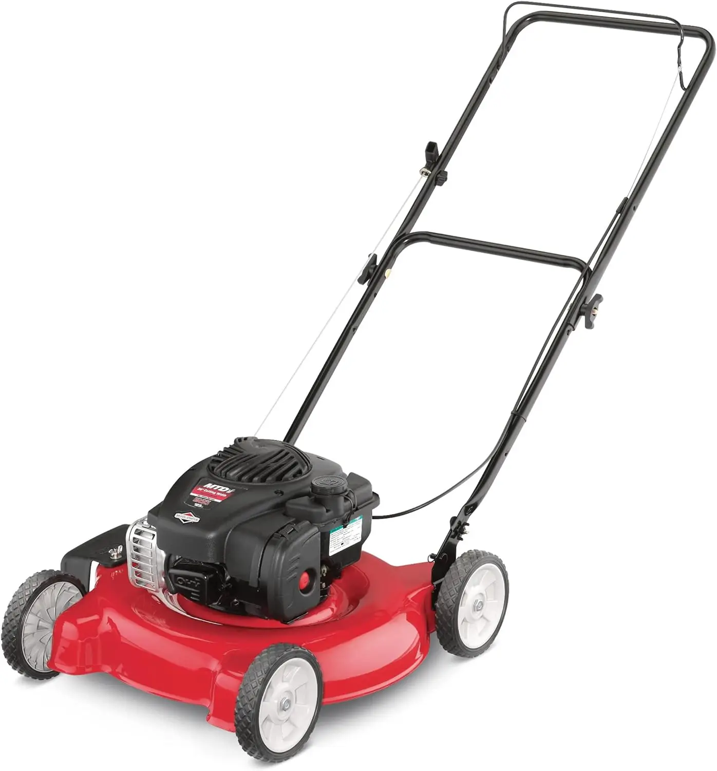 

Yard Machines Gas Powered Push Lawn Mower with Engine Oil,20 Inch Steel Cutting Deck,and Side Discharge for Outdoor Yards,Red/Bl