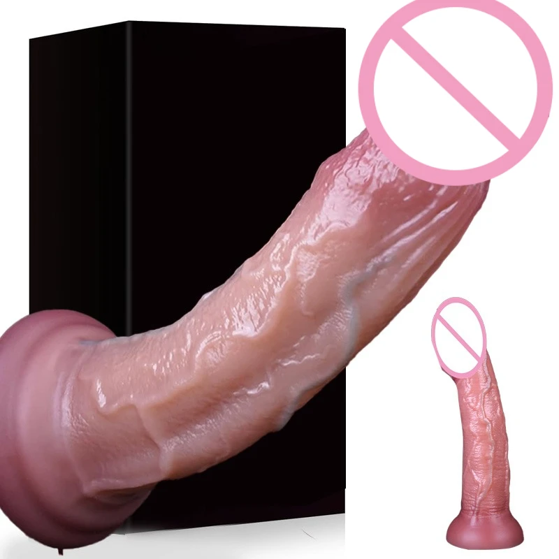 Women Soft Realistic Silicone Anal Plug Long Dildo Masturbator G Spot Hands-Free Penis Strong Suction Cup Play for Adult Sex Toy