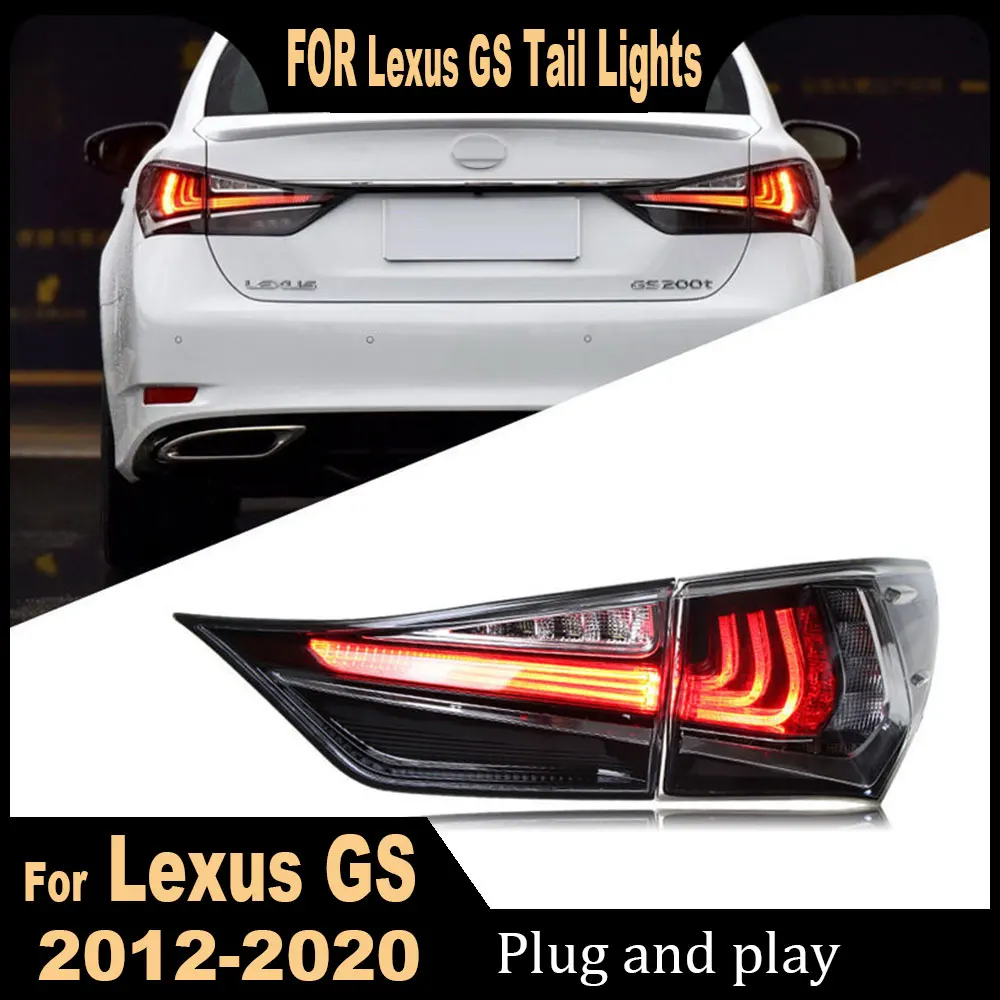 2Pcs Car Through Tail Lights For Lexus GS 2013-2021 New style full LED Tail Lamp Dynamic Turn Signal Light Tail Lamp Assembly