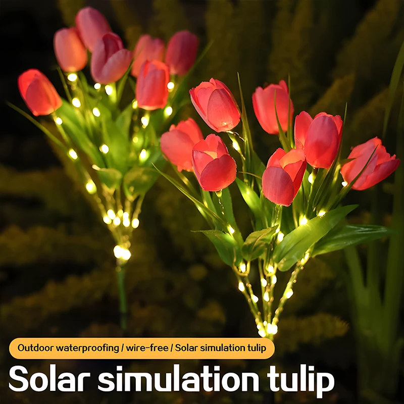 

Solar Flower Light Outdoor Waterproof Solar Tulip Lights LED Garden Stake Light for Pathway Lawn Patio Yard Landscape Decorative