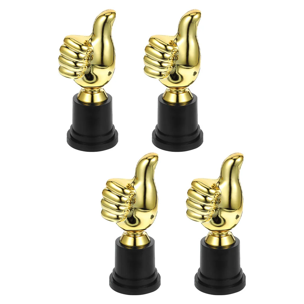 

4 Pcs Thumbs up Trophy Cups for Kids Party Mini Trophies Award Funny Soccer Gold Small