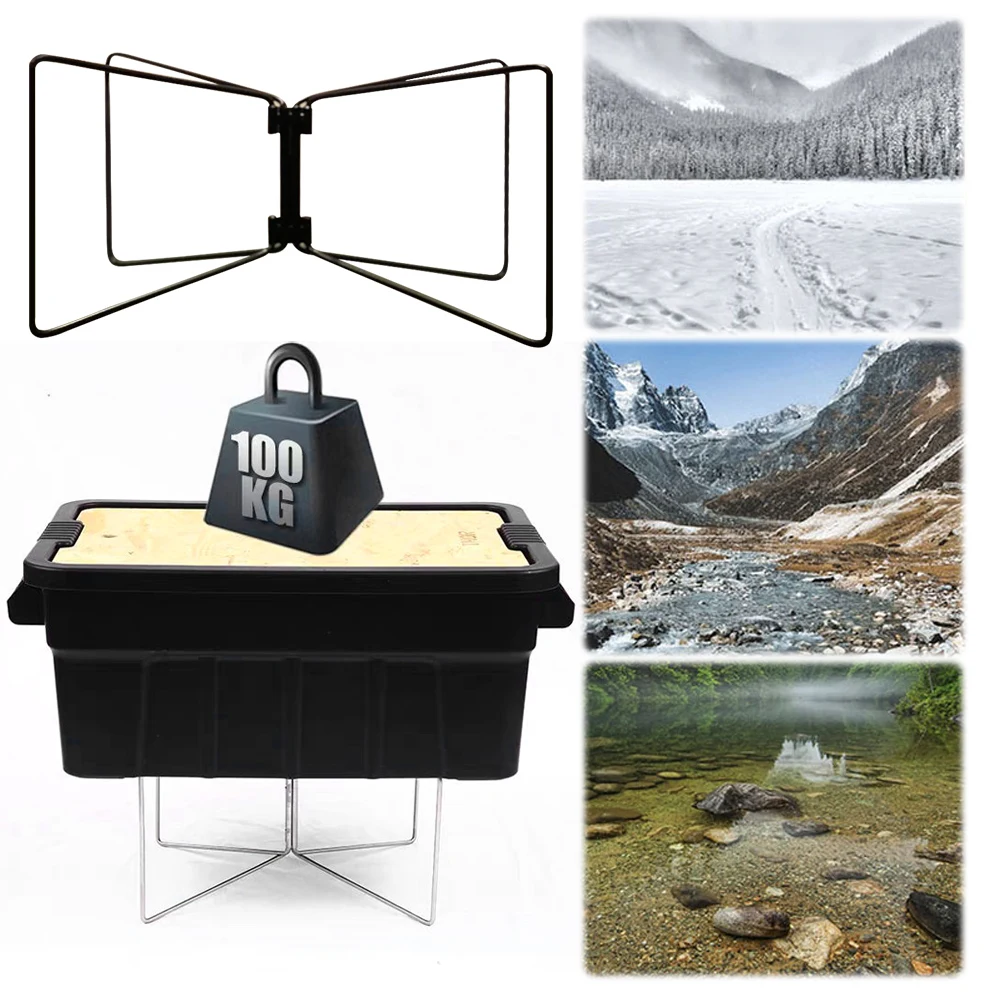 

Camping Foldable Metal Stand Portable Aluminum Alloy Box Stand Steel Organizer Box Folding Stand for Outdoor Picnic Fishing