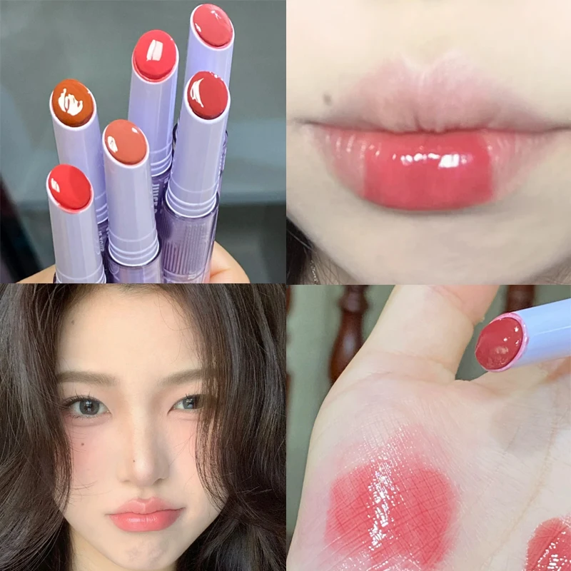 Moisturizing Crystal Lipstick Pen Clear Cherry Red Mirror Glossy Lip Glaze Waterproof Non-sticky Solid Lip Gloss Makeup Cosmetic