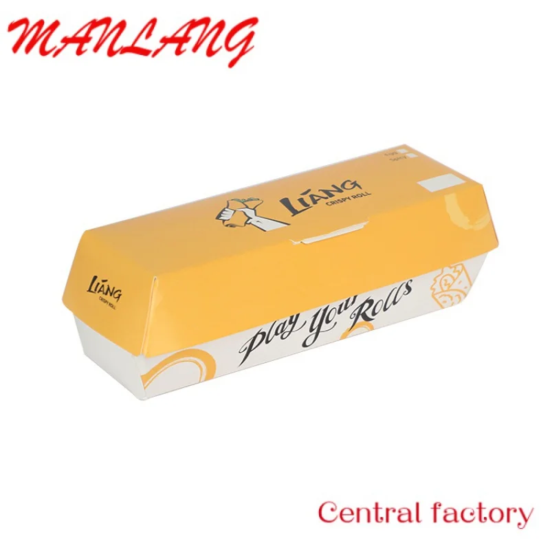 Custom  Customized Hotdog Snack Fast Food Paper Hot Dog Box Take Out Hotdog Sushi Packaging Box Kraft Paper Food Packing Sandwic