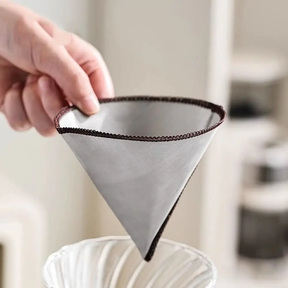 Paperless Reusable Pour Over Coffee Filter V Shaped Fine Mesh Stainless Steel Cone Strainer Durable Coffee Drip Filter Home