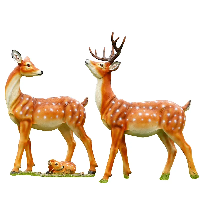 Outdoor animal garden landscape decoration ornament fiberglass simulation sika deer sculpture scenic ornament sculpture