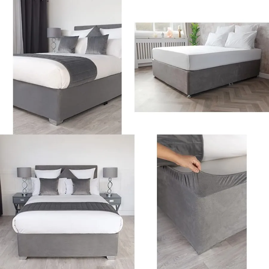 

Box Spring Cover - Transform Your Bed with This Fully Elasticated Faux Suede and Stretch Wrap-Around 4 Sides Bed Skirt Charcoal
