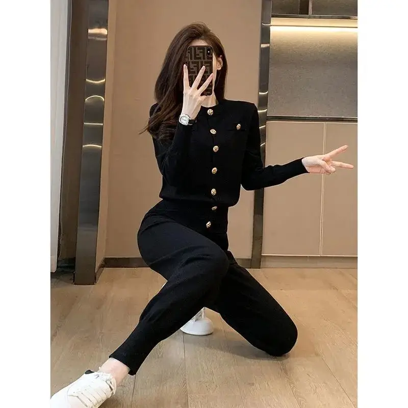 2023 Spring and Autumn Seasons Small Fragrance Fashion Age Reducing Set Women's Vintage Chic Sports Two Piece Set