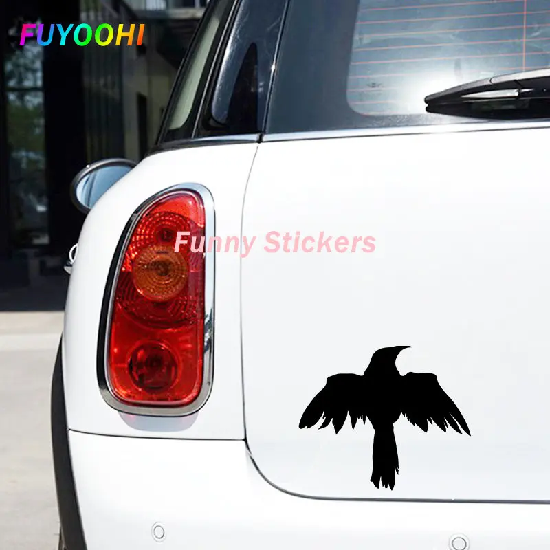 FUYOOHI Funny Stickers Raven Silhouette Car Stickers Die Cut Waterproof Decals Creative Motorcycle Decor Vinyl Car Wrap Decals