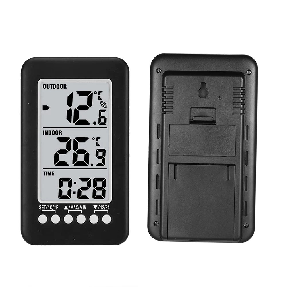 Digital Thermometer Meter With Clock Function Outdoor Indoor LCD Wireless Temperature Electronic Thermometers Weather Station