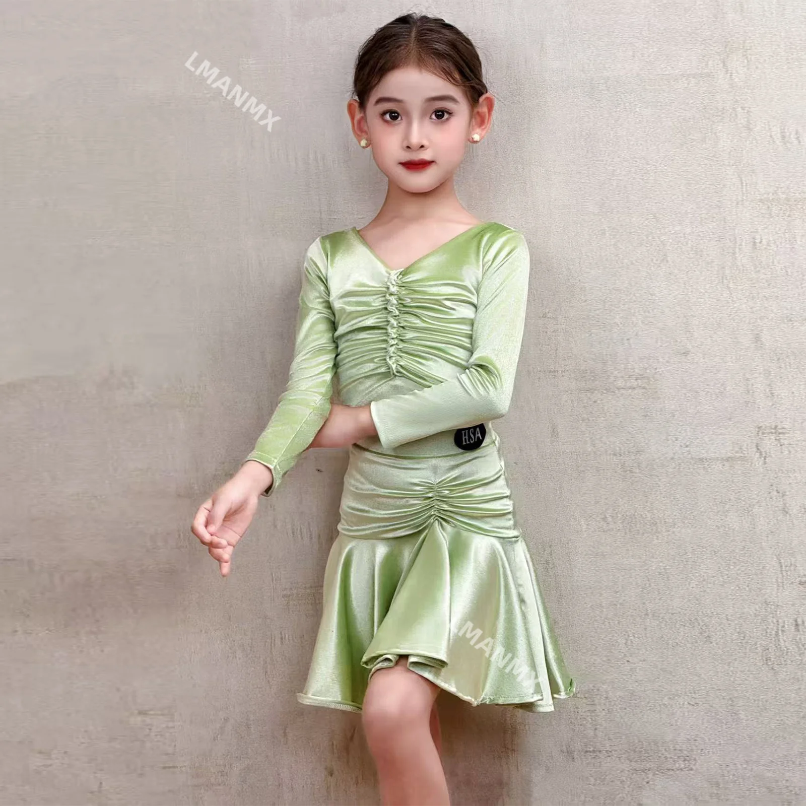 

Новый костюм для латинских танцев, высококачественный комплект костюмов для выступлений для девочек, детский комплект продвинутых тренировочных костюмов