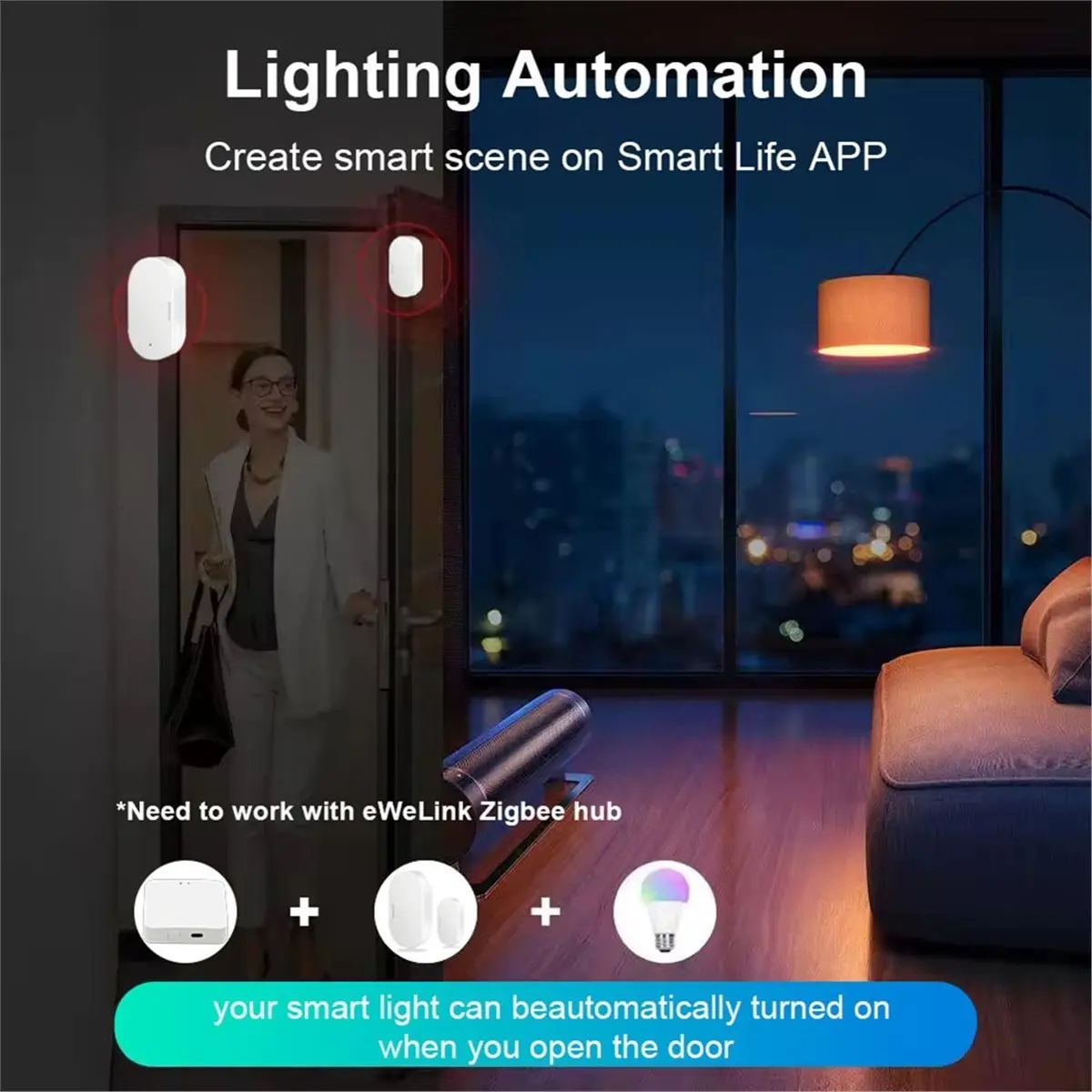 fine Zigbee Door Sensor Wireless Magnetic Window Open Closed Alarm Detector Works Zigbee2MQTT for Alexa Google Need Gateway