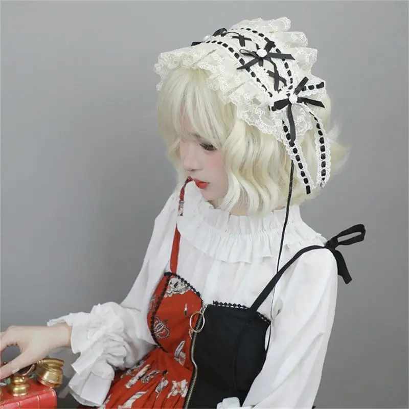

Gothic Lace Headband Girls Hair Accessories Bows Anime Maid Headdress Hairpieces for Cosplay Party Photography