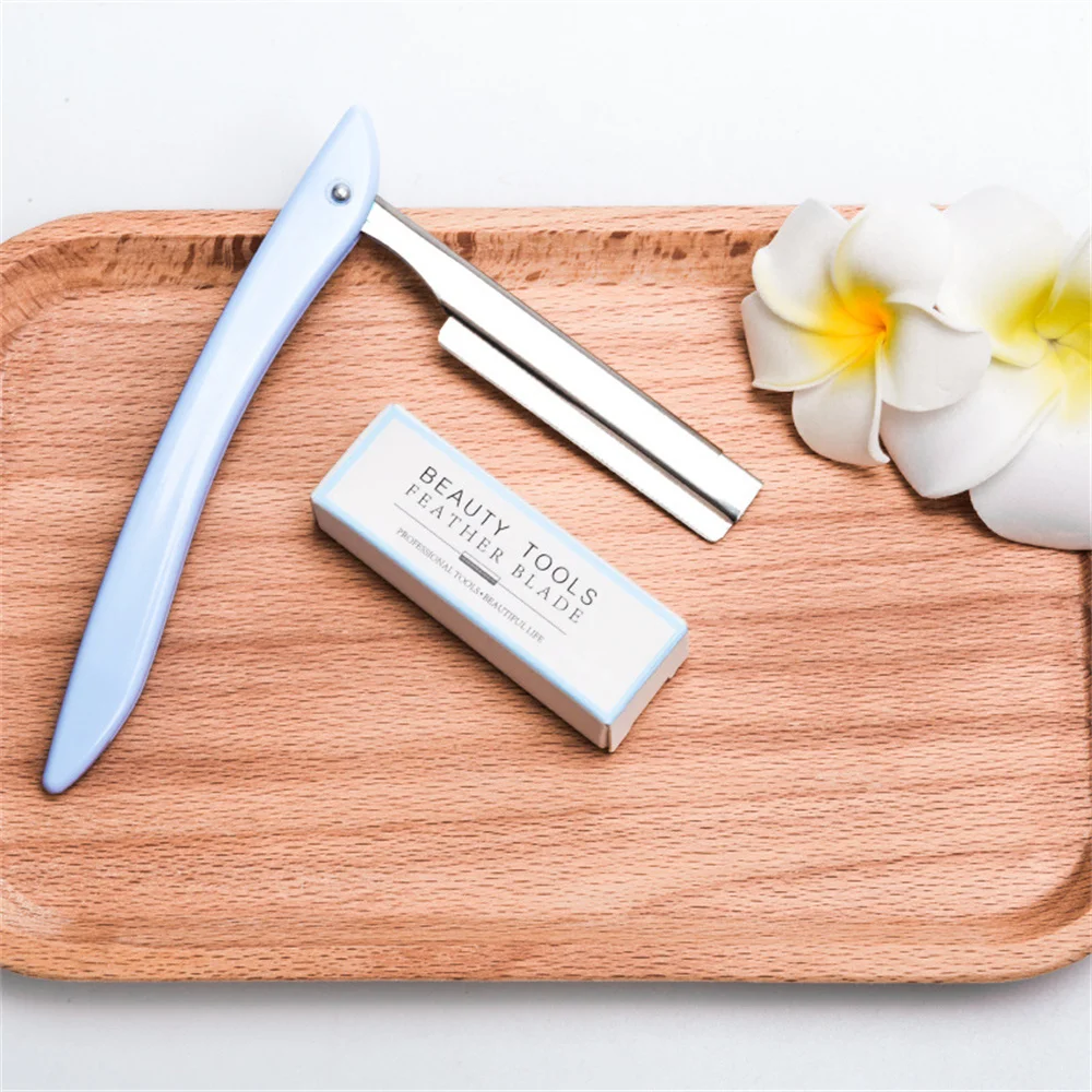 Cuchillo de corte de cejas de acero inoxidable, herramientas de maquillaje profesional, afeitado de cejas, afeitadora facial, Mini cuchillo de cejas, portátil, plegable