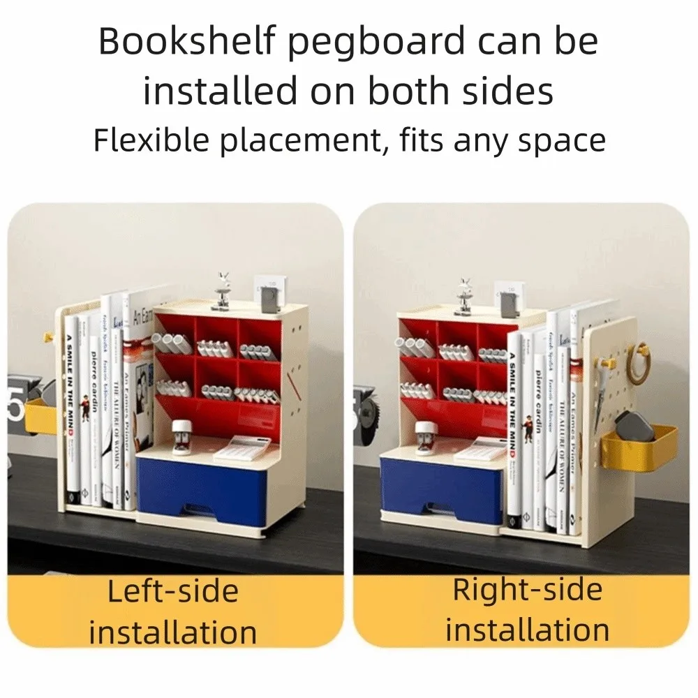 Portapenne da tavolo dal design obliquo Fermalibri retrattile di grande capacità con cassetti Organizzatore da scrivania con bordo perforato salvaspazio