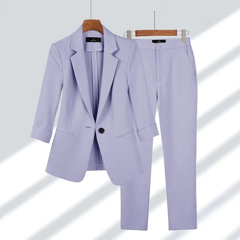 Chaqueta de traje elegante para mujer, conjunto a juego, Blazers coreanos elegantes, pantalones de abrigo, traje profesional femenino de 2 piezas, primavera y verano, 2024