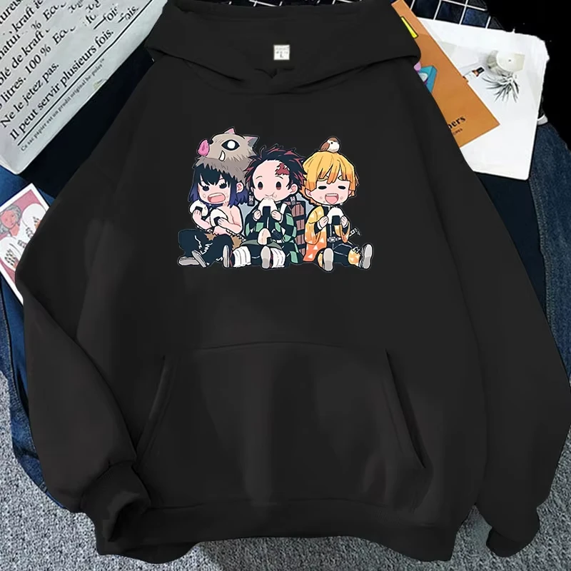 جديد أنيمي Hashibira Inosuke Kamado Tanjirou Agatsuma Zenitsu الكرتون طباعة هوديي موضة النساء الرجال بلايز عادية البلوز هوديس #2