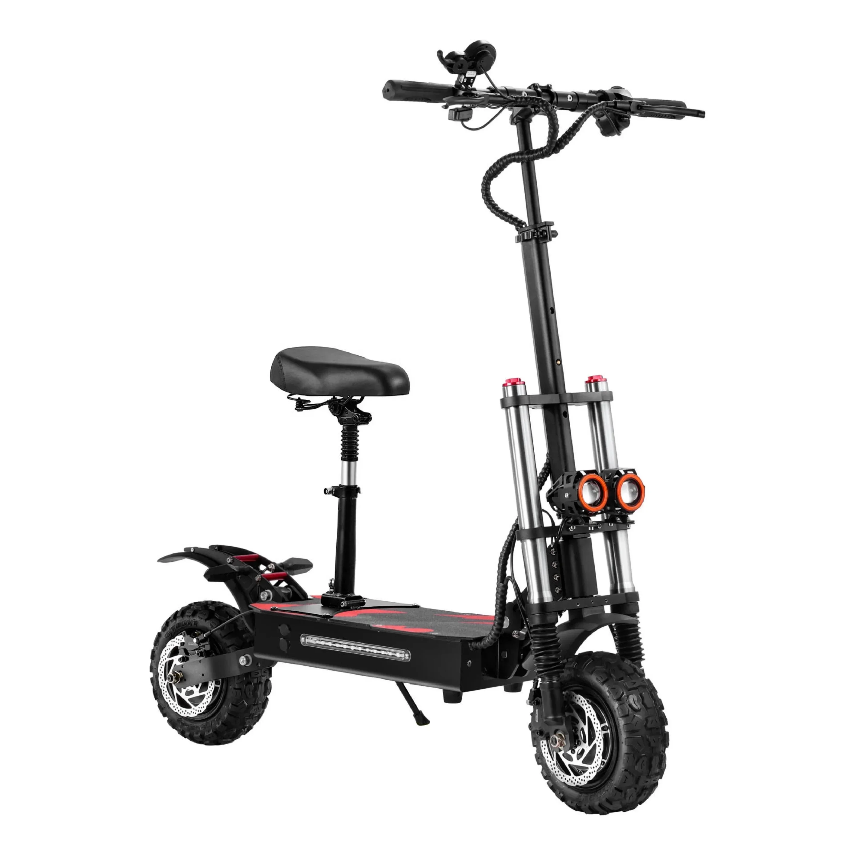 Electric Scooter 11inch,6000W Foldable Dual Motor,120km Long Range,Shock-absorbing Disc Brake, Off-road with Seat for Adults