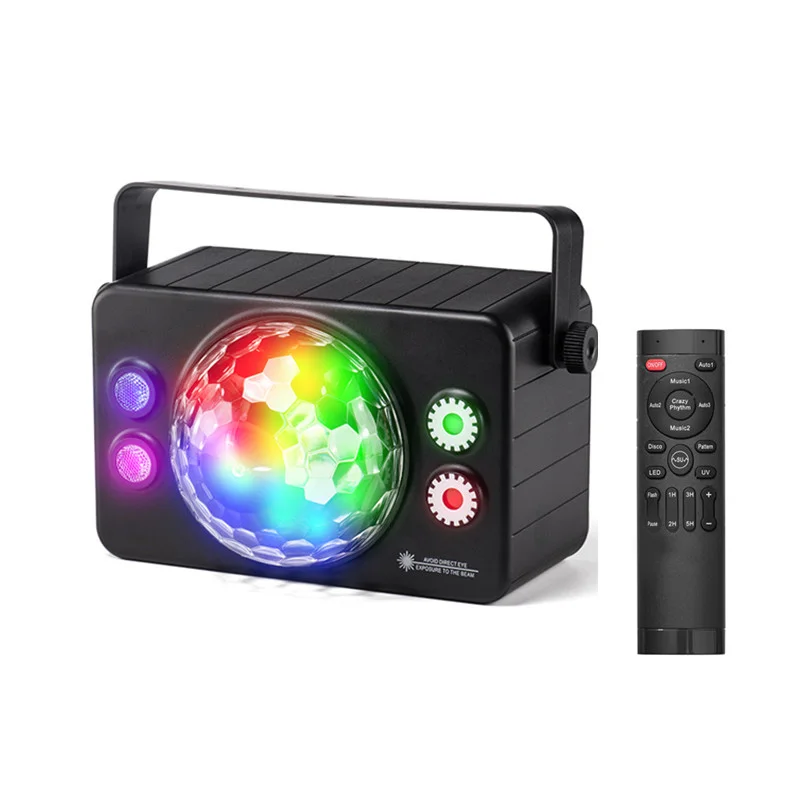 4 in 1 Party Light DJ Disco Ball Light with Voice Control and 6 Light Colors, LED Stage Party Birthday Club Christmas Decoration