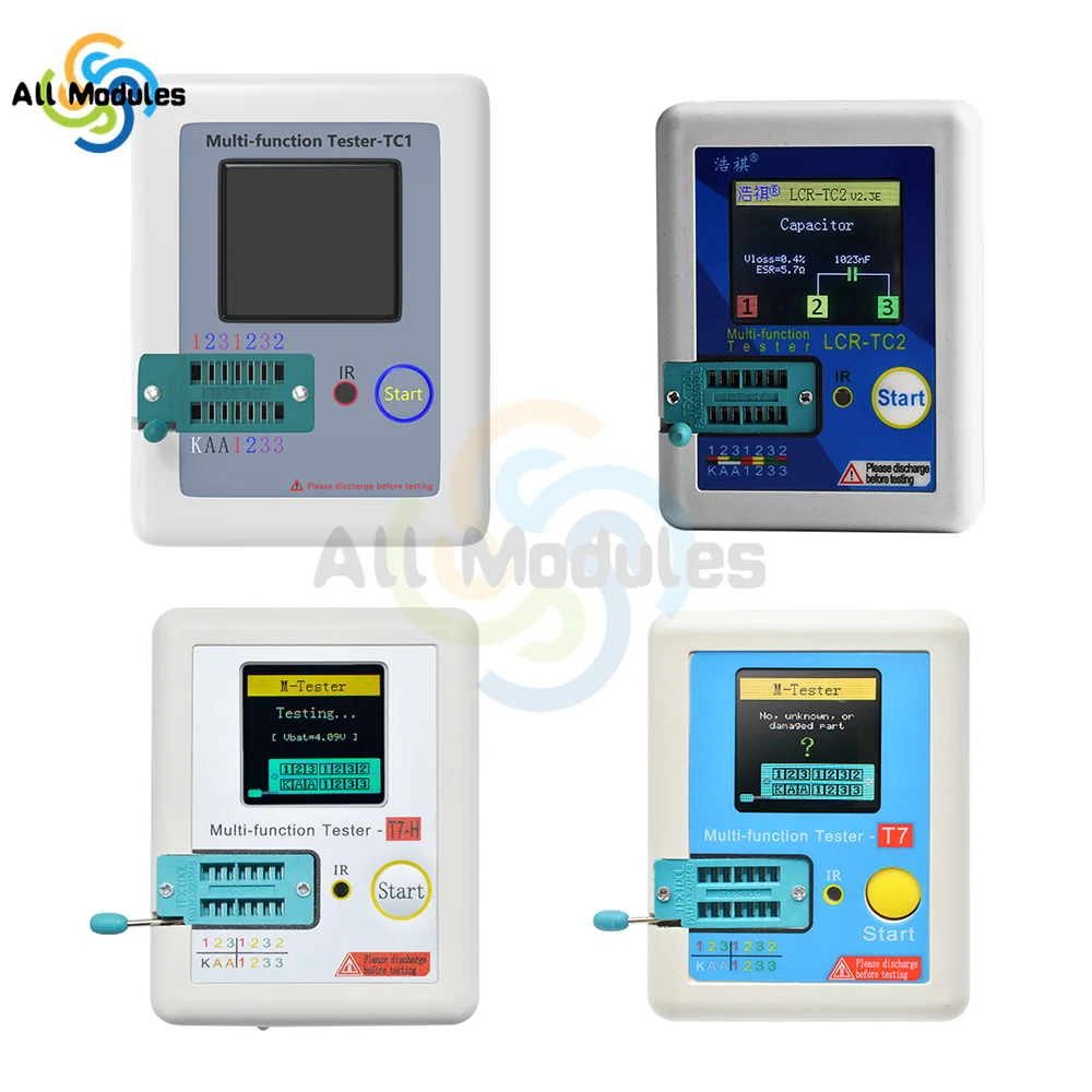 LCR-TC1 LCD Display Multi-meter Transistor Tester Diode Triode Capacitor Resistor Test Meter ESR LCR NPN PNP MOSFET TCR-T7 T7-H