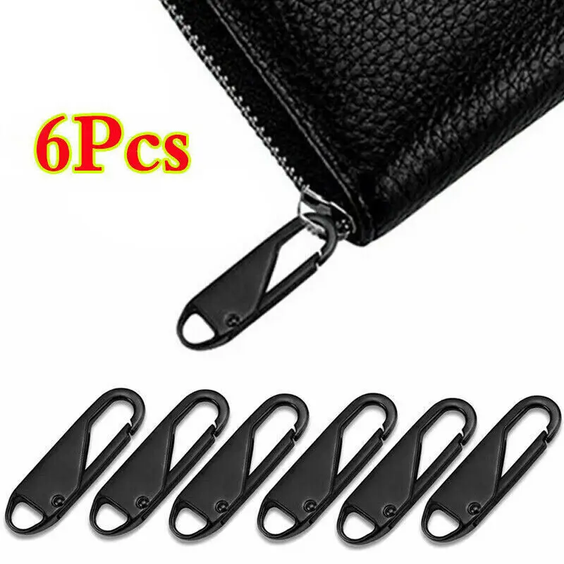 6 adet yedek fermuar kaymak fermuar çekme fermuar tamir takımları giyim Zip Fixer kırık toka Zip kordon Tab çanta bavul çadır