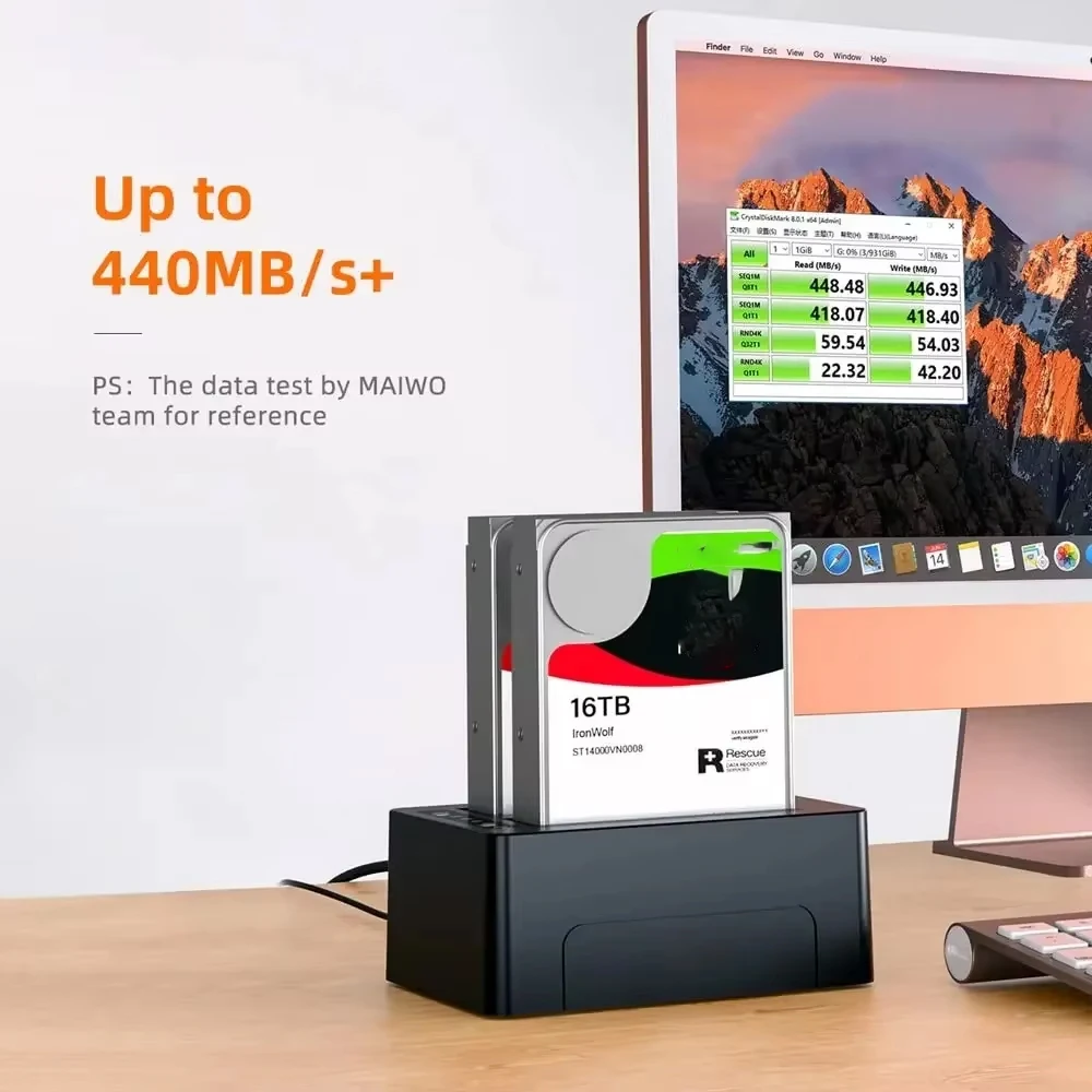MAIWO Dual Bay Hard Drive Docking Station 2.5/3.5 Inch HDD Case SATA to USB 3.0 HDD Enclosure with Offline Clone for 2.5' 3.5'