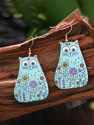 A Pair of New Charming Cute Cat Pendant Earrings, Acrylic Animal Pendant, Suitable for Daily Wear And Vacation