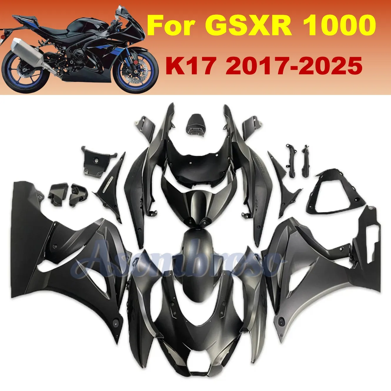 

Матовый черный обвес для GSXR1000 2017-2025 GSXR 1000 2018 2019 2020 2021 2022 2023 2024, комплект окрашенного обтекателя для мотоцикла
