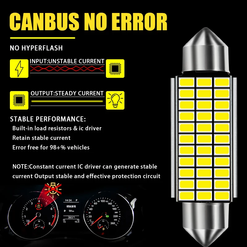 1x C5W LED Canbus Festoon 31/36/39/42mm for car Bulb Interior Reading Light License Plate Lamp White Free Error