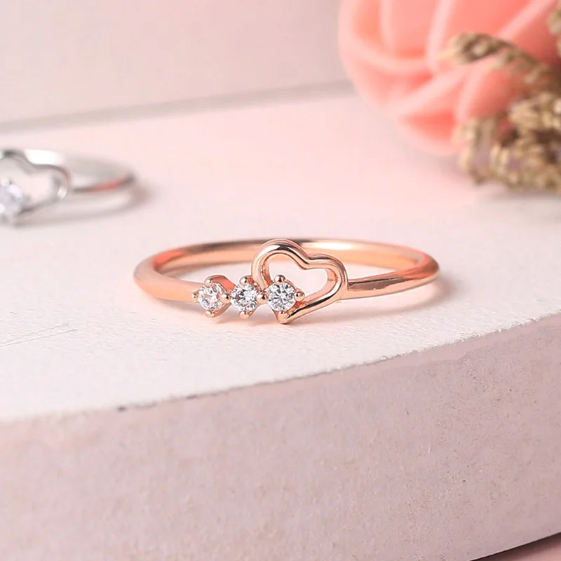 Dainty Rings For Women Thin Finger Heart Ring Cute Love Daily Accessories Gifts For Female Fashion Jewelry 2024 Wholesale R210