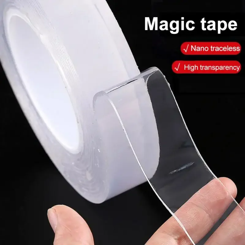 1-5m Nano Tape Tracsless Double Sided Tape Transparent No Trace Reusable Waterproof Adhesive Sticky Heavy-duty Two Side Tape