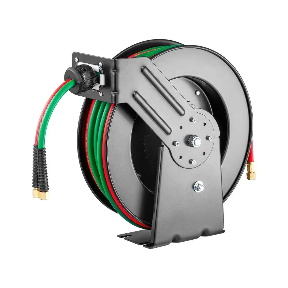 

Retractable 50FT Oxygen Acetylene Rubber Welding Hose Reel 1/4 inch R Grade Durable Heavy Duty
