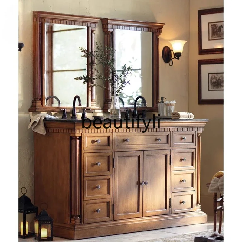 

ls 42ls 42Retro American custom bathroom cabinet combination floor-to-ceiling hand wash face pool basin toilet solid
