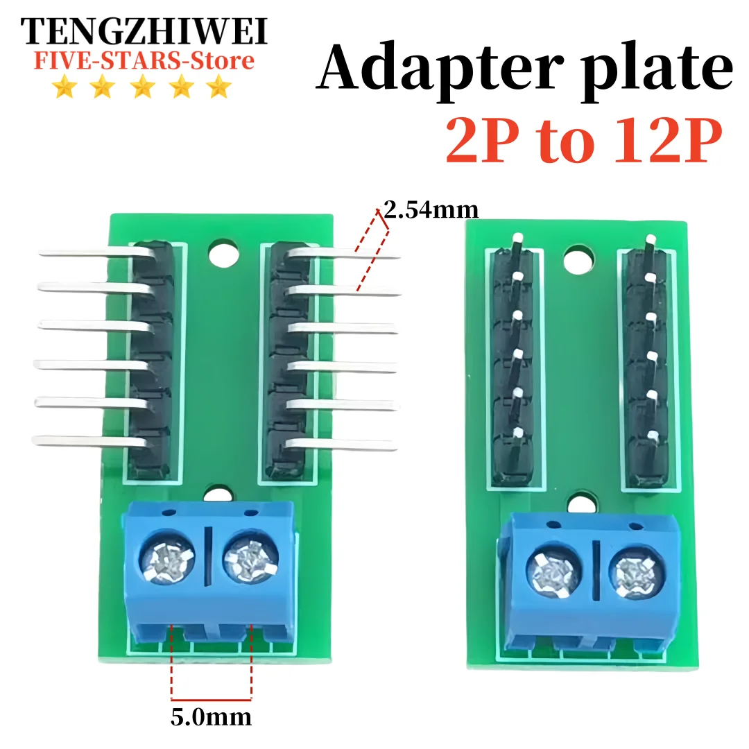 

1Pcs 2P terminal to 12P pin conversion board Dupont wire transfer board 5.0 Converting wiring terminals to 2.54 pins