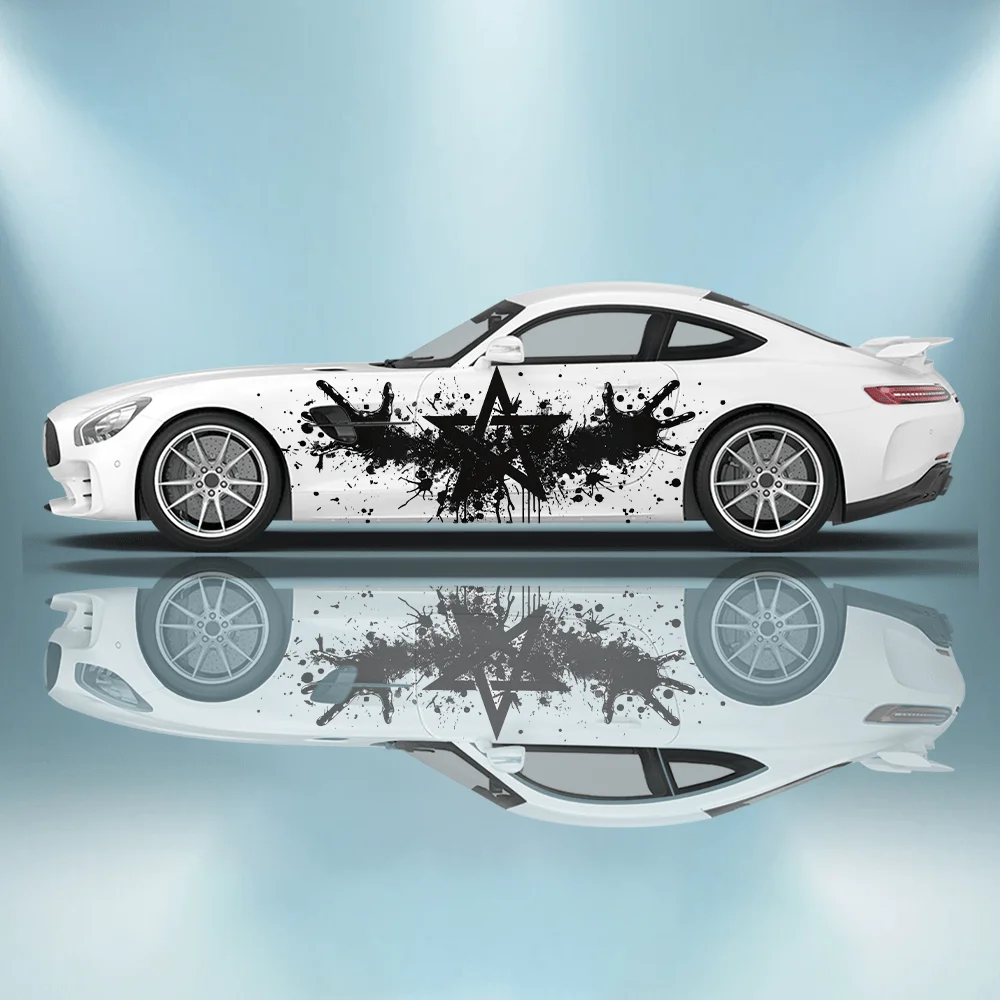 

Fist Pentagram Ink Splat Car Vinyl Wraps Decal Self-adhesive Anti Scratch Sticker Suitable for Trucks SUV Decor Auto Accessories