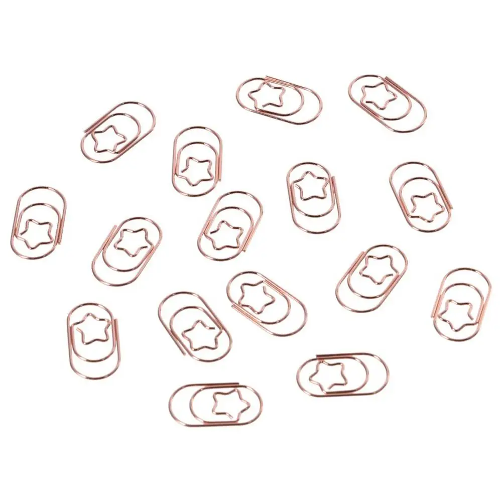 50PCS Home Star Shaped Paper Clips Metal Mini Bookmark Rose Gold Binder Clips