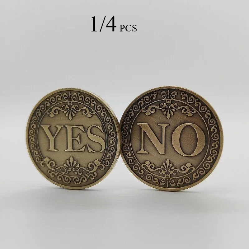 1/4PC Bronze Yes or No Commemorative Coin Souvenir Non-currency Coins Game Prop Challenge Coins Collection Decoration Crafts