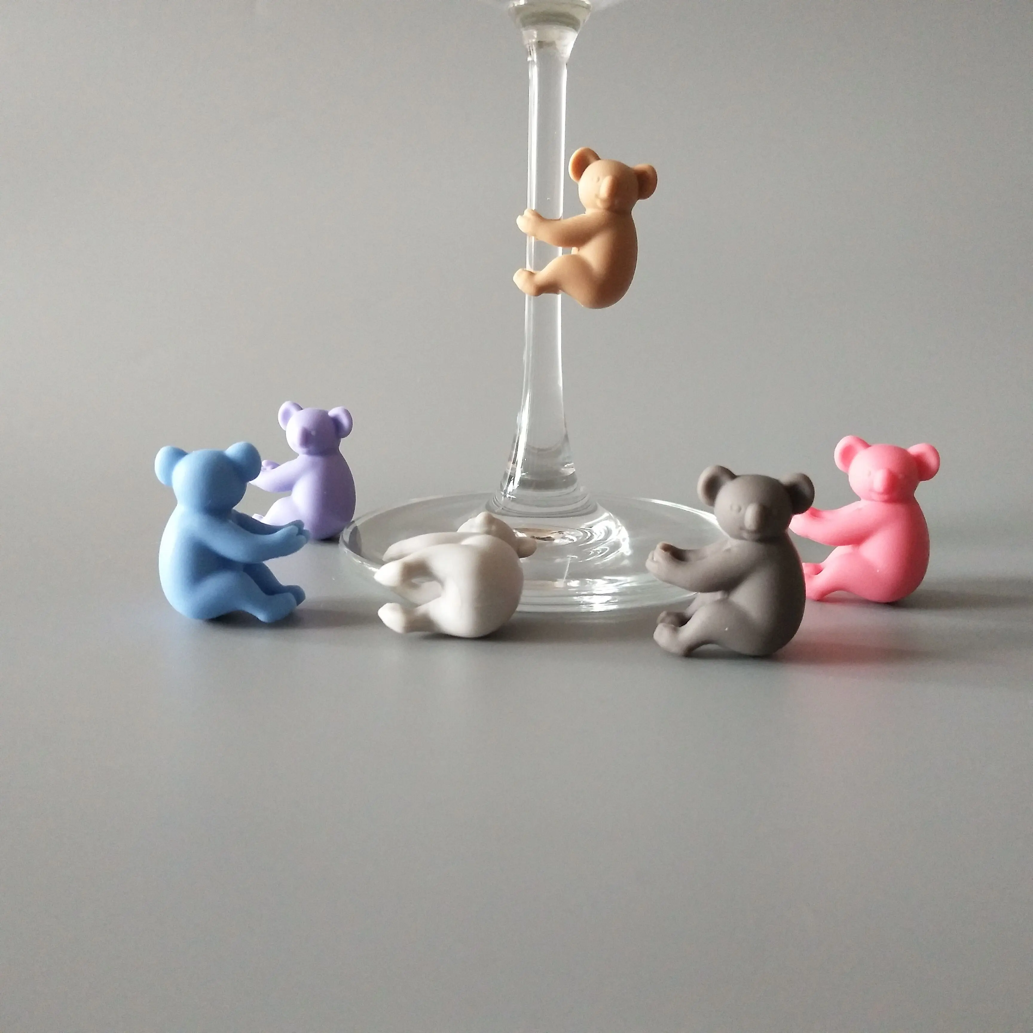 Set of 6pcs Reusable Koala Shape Silicone Wine Glass Charm Markers