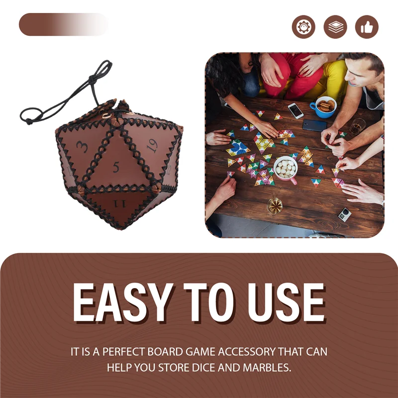 

SS-Polyhedral Dice Pouch Портативная сумка на шнурке для ролевых игр, игр, DND Dice Bag, коричневая