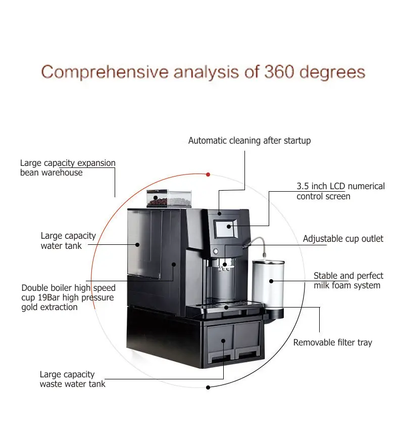 Waterkoker Espresso Professionele Automatische Machine Giet Over Bonen Naar Kopje Koffiezetapparaat Set