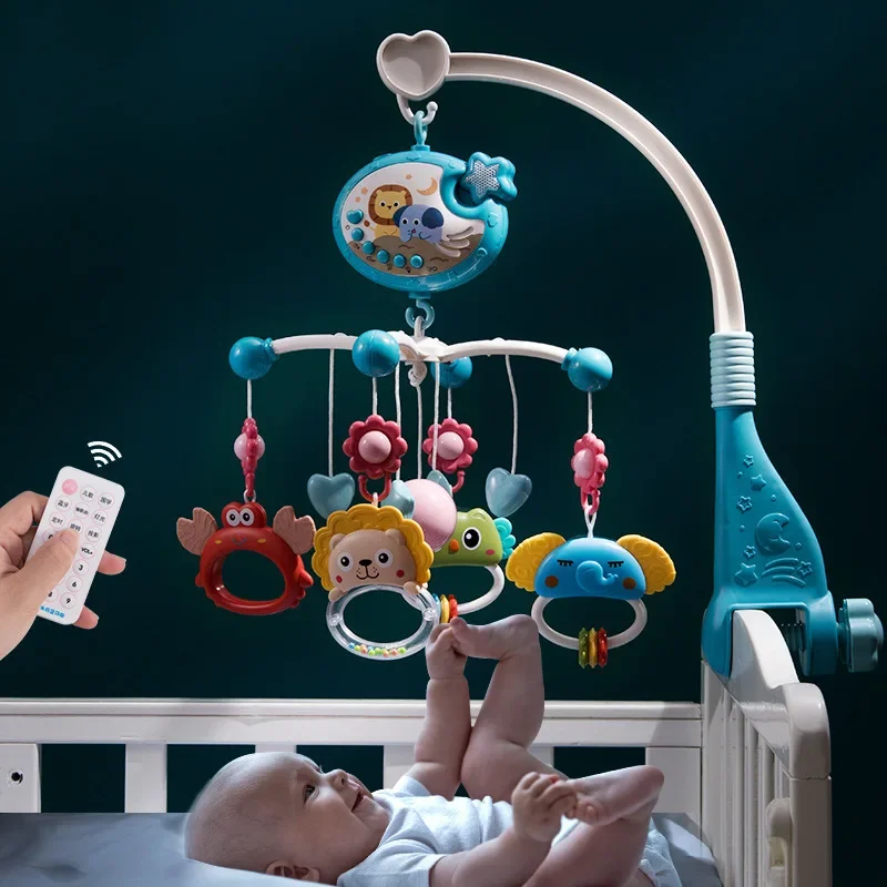 0-6 Months Newborns Hanging Bedbell Rotating Light Music Bedbell Puzzle Soothing Rattle