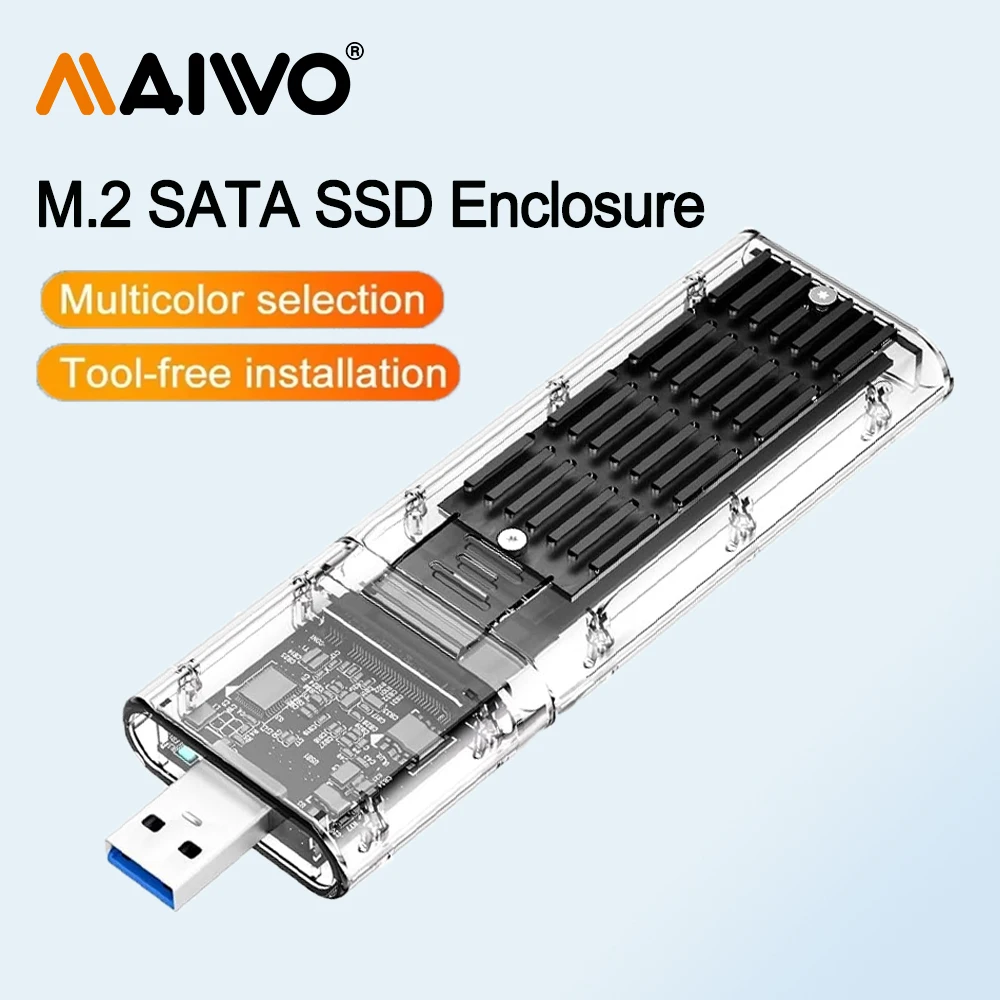 

MAIWO M.2 SATA SSD Enclosure USB3.0 Gen1 Type-A to SATA NGFF Based M.2 Solid State Drive Adapter Reader Support B Key B+M Key