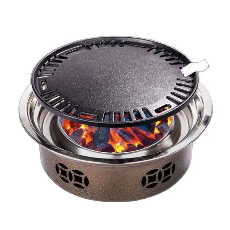 Commercial modern Korean steel smokeless grill for garden supplies, outdoor camping, and backyard barbecues